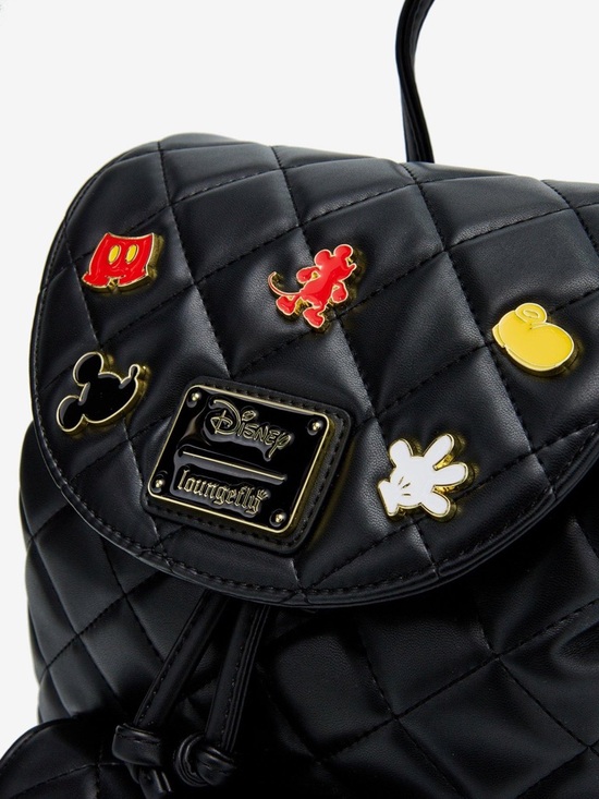 NWT Loungefly Disney Black Quilted Mickey Mouse Pin Backpack main image 5